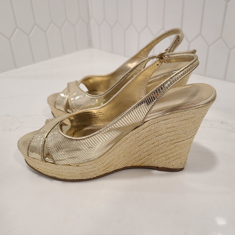 Lilly Pulitzer Gold Metallic Wedges